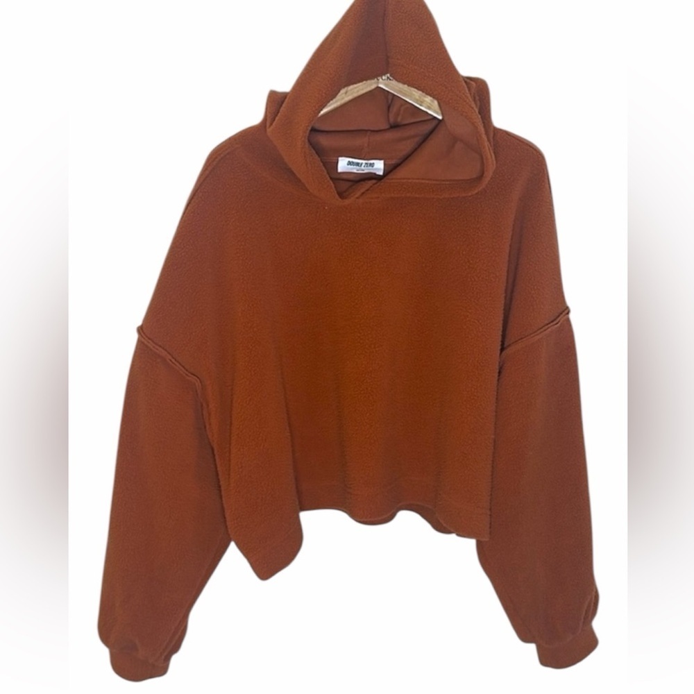 Double Zero Sherpa Fleece Hoodie Baked Clay Long Sleeves Womens Slash Size M/L - Picture 3 of 10